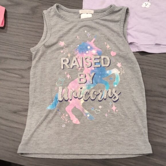 BUNDLE Of 3 Tshirts Tank Top Summer Neon Unicorn Glitter George Okie Dokie - Picture 5 of 12